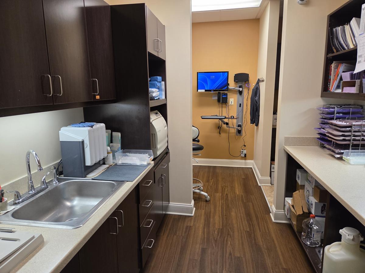 Sterilization and lab area with instrument processing equipment at Comfort Family Dental